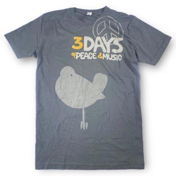 NWOT Woodstock 3 Days Of Peace & Music Tee Shirt Gray, Size Small - Picture 1 of 3